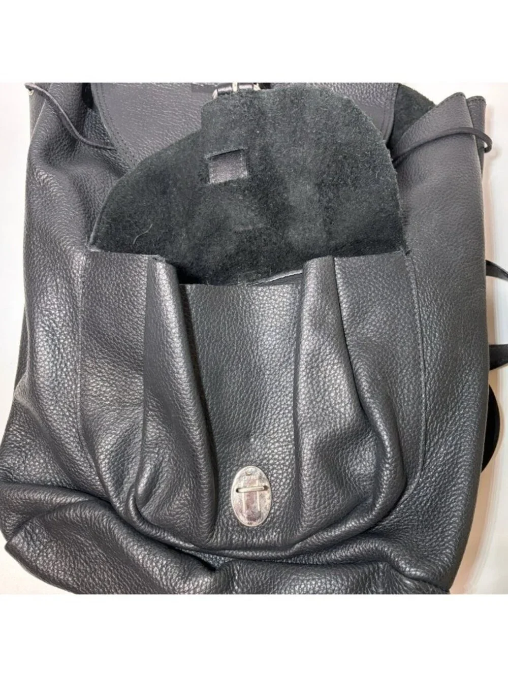 Rolling Stones Roots Leather Backpack Black Pebbled Rock Band Travel Bag
